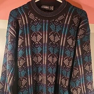 90s Geometric pullover sweater USA made vintage color block